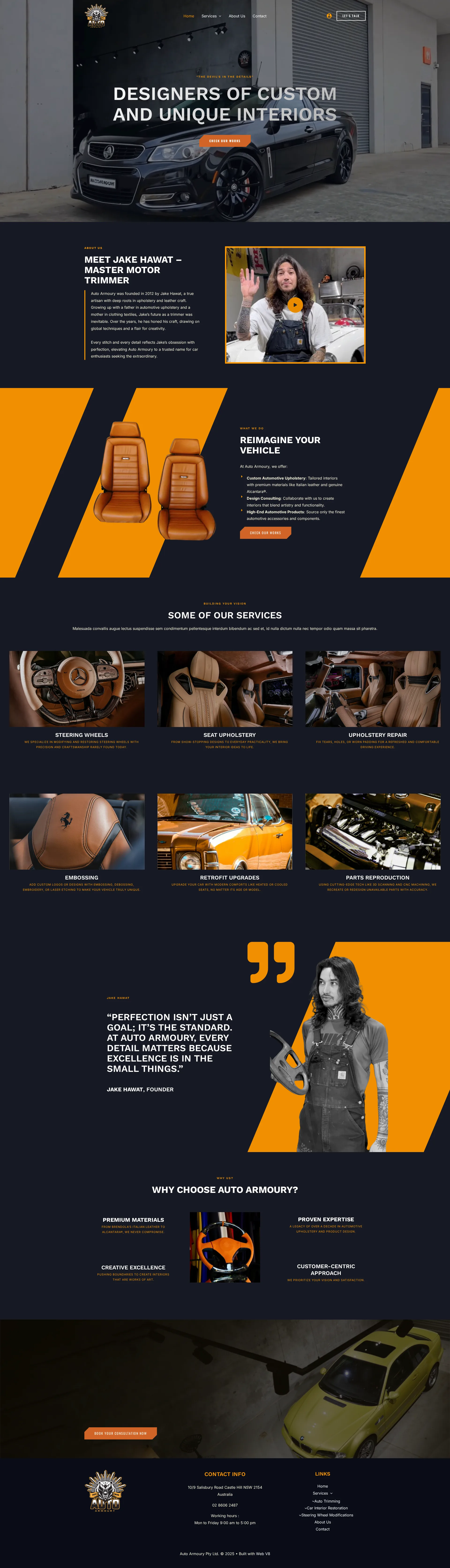 Auto armoury custom car interior specialists & auto upholstery experts